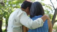 two women hugging